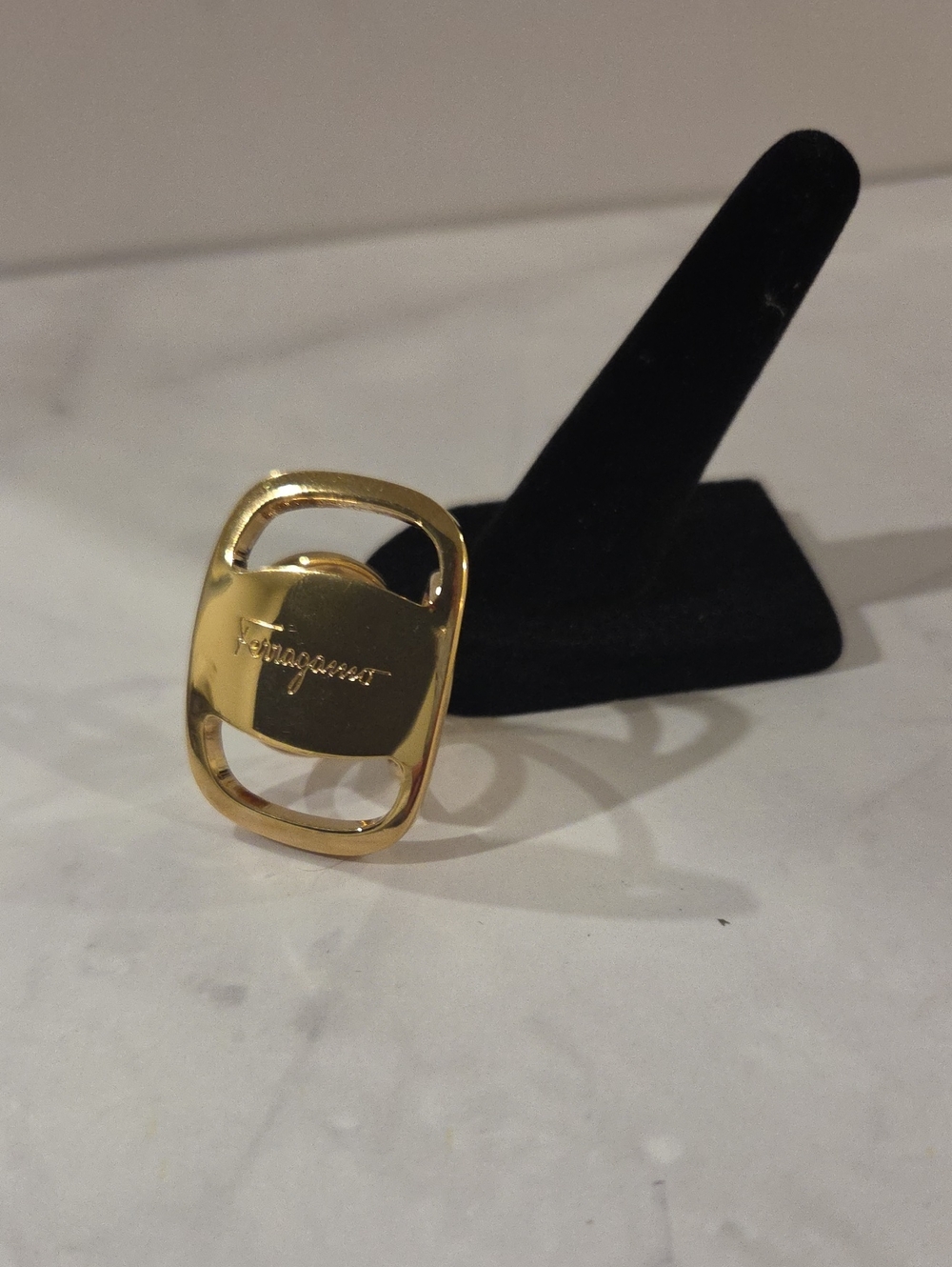 Salvatore Ferragamo Vara Goldtone Scarf Ring